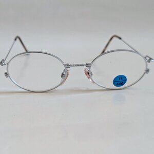 NWT Tru Vintage 90's High Tech Oval Metal Reading Glasses (S. Silver)